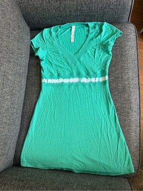 2013 Lululemon Athletica Cool Out Teal V-Neck Mini Dress